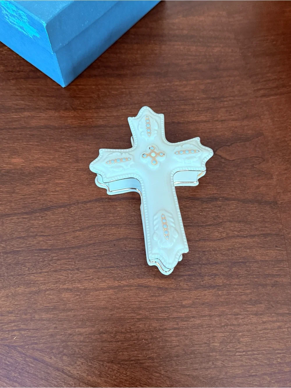 VTG Lenox China Treasures Heavenly Cross Rosary Jewelry Trinket Box Handcrafted
